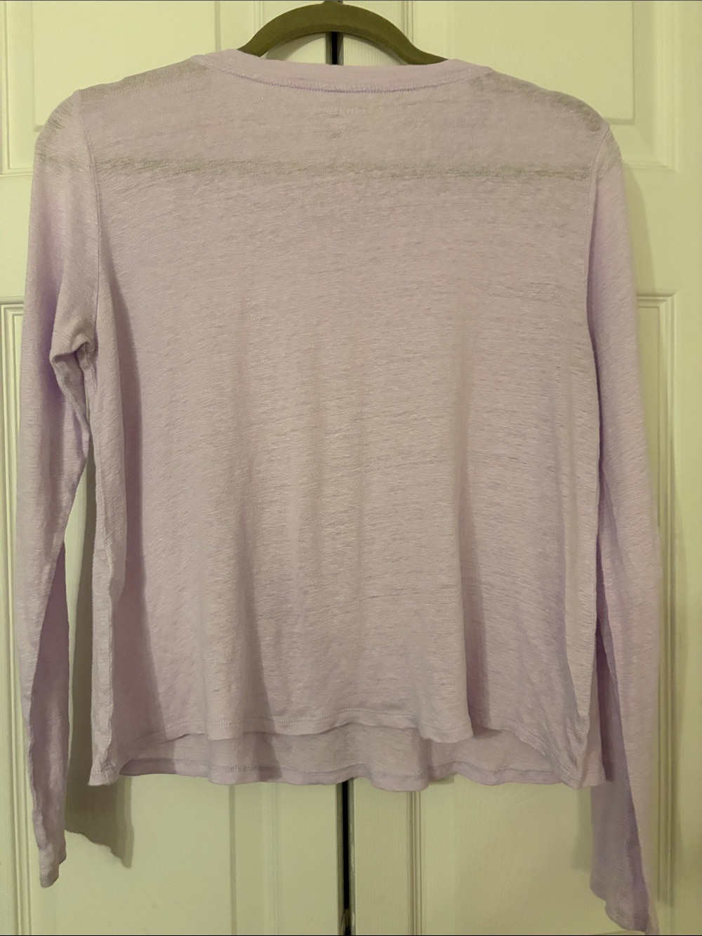 Eileen Fisher Soft Lavender Long-Sleeve Crewneck 100% Organic Linen XXS - Picture 4 of 7